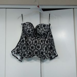 Say what? Lace bustier top white with black lace